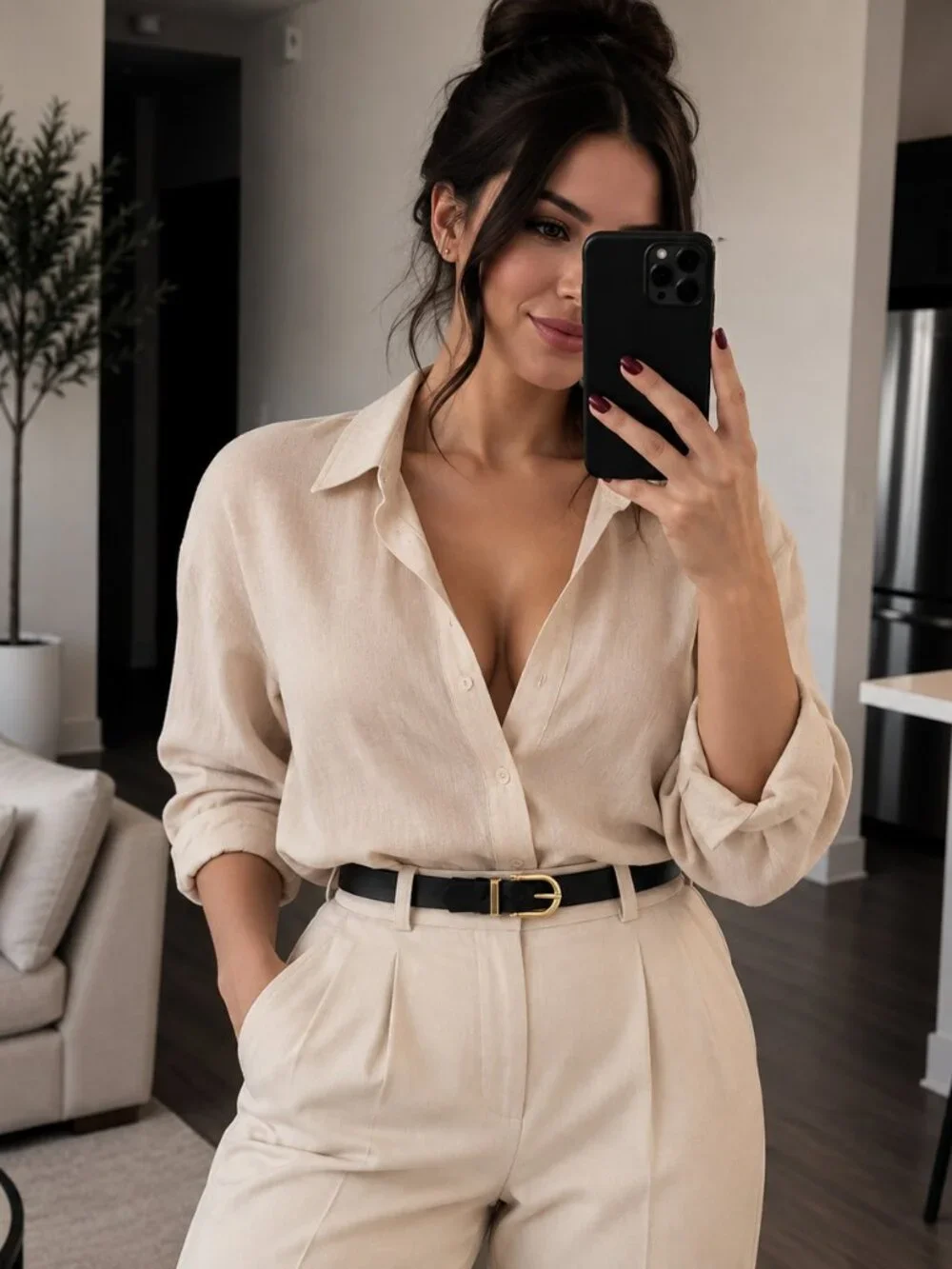 Black Skinny Belt Gold Buckle Women’s Belt